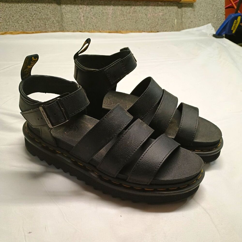 Dr Martens Geraldo Brando AW501 Women's 10 Black Leather Gladiator Sandals